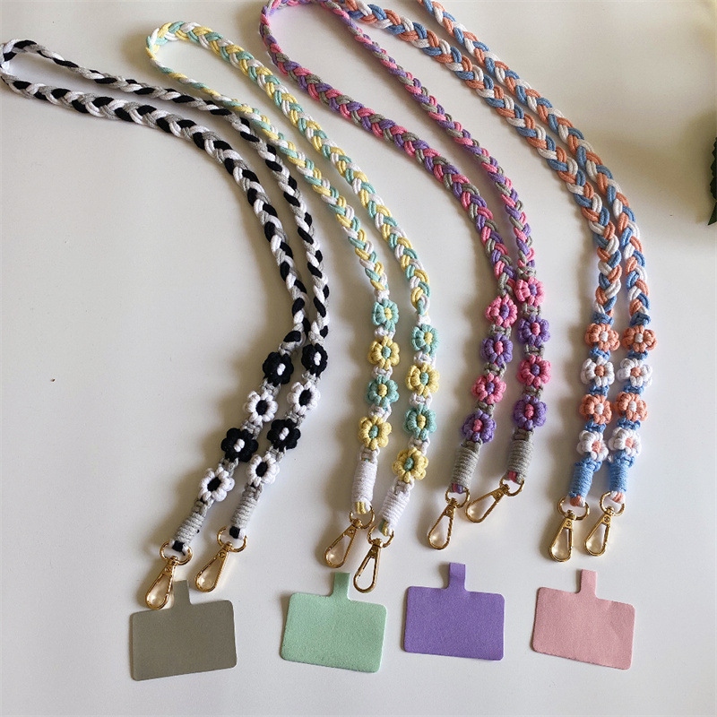 Bohemian Long Hand-Woven Flower Camera Strap Daisy Flower Mobile Phone Crossbody Lanyard Colorful Hanging Chain for Women Bohemian Long Hand-Woven Flower Camera Strap Daisy Flower Mobile Phone Crossbody Lanyard Colorful Hanging Chain for Women