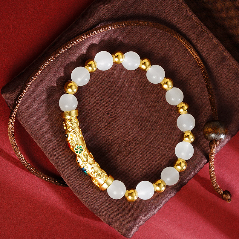 Fabricante al por mayor fuente de perlas dobladas damas brazalete de cobre multi-material goteo de aceite Yiwu joyería suministro