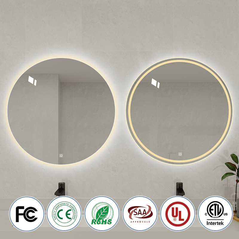 Espejo de baño de inducción redondo nórdico de niebla, espejo de baño LED, pantalla táctil luminosa, espejo inteligente, espejo maquillaje