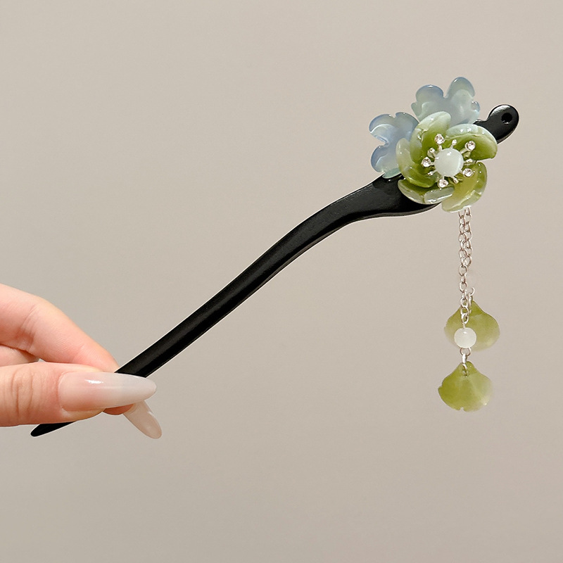 Horquilla estilo antiguo sentido de alta gama Horquilla de borla de sándalo chino Hanfu Traje antiguo Tapa para el cabello Suministro al por mayor Mujeres calientes