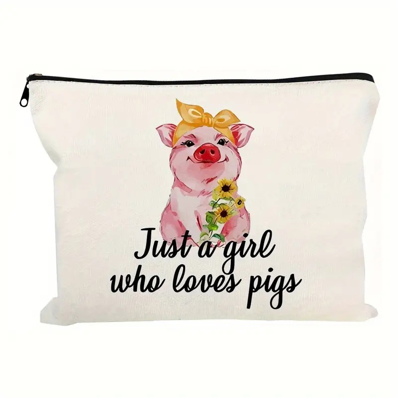 Bolsa de cosméticos transfronteriza de Amazon para mujer Bolsa de almacenamiento de cosméticos de cerdo Rosa lindo bolsa de lino bolsa de cremallera impermeable
