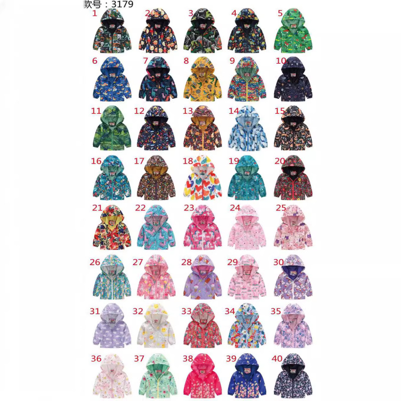 New children's boys' and girls' zipper hooded jacket cartoon dinosaur printed casual spring and autumn jacket