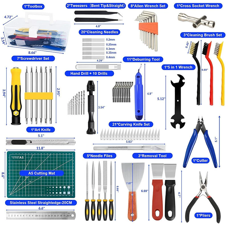 Universal 3D printer accessories, tools set, model, 3D printing