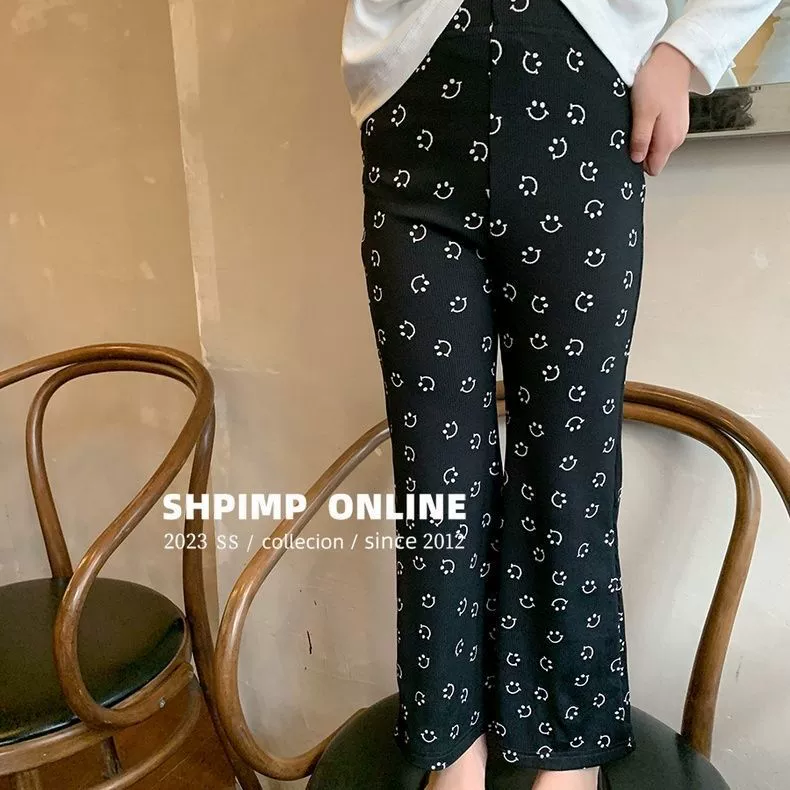 Children's thin black flared trousers for leisure, children's clothing, new collection, western style
