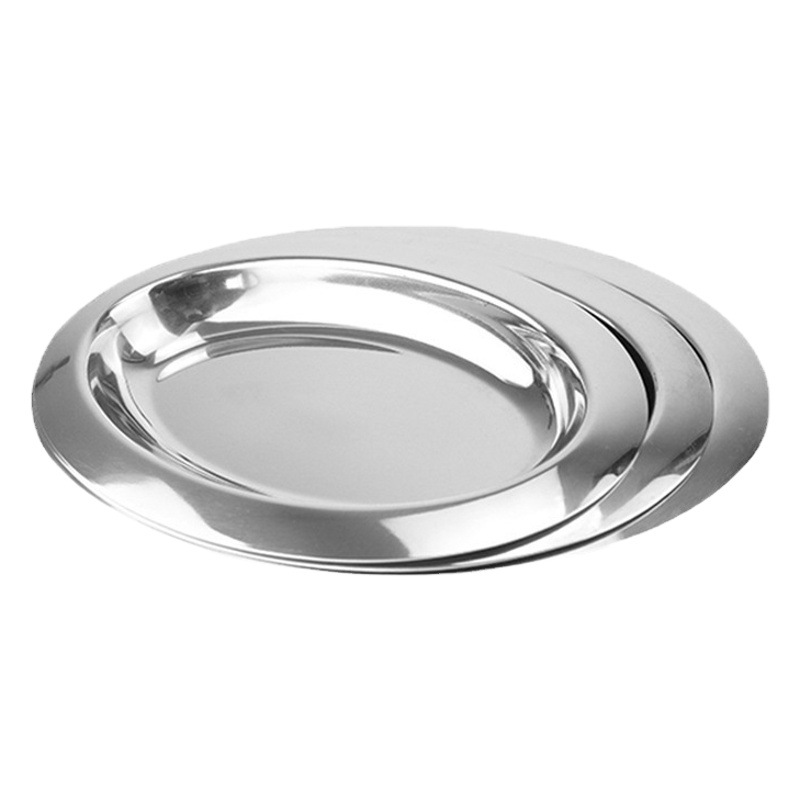 Stainless Steel Plate Egg-Shaped Plate Steak Denier Plate Oval Hotel Plate Fruit Snack Metal Tray