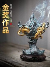 复古黄铜博山炉倒流香炉客厅摆件家居装饰品桌面玄关乔迁新居礼品
