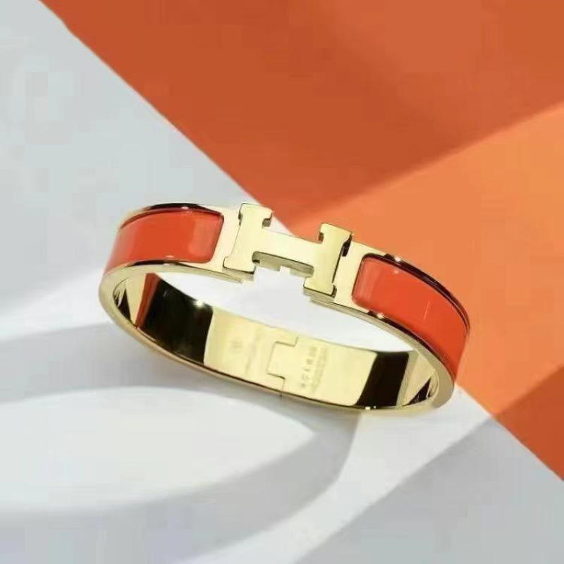 エルメス H レターブレスレット エナメル ローズゴールド ワイドバージョン ライト ラグジュアリー ユニバーサル クラシック H タイプ ブレスレット 男女兼用|undefined