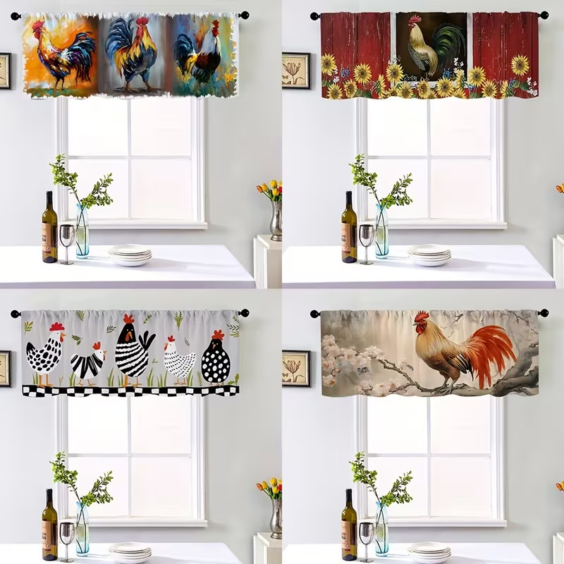 Cross-Border Rooster Sunflower Farmhouse Kitchen Curtains, Home Window Half-Curtains, Living Room, Bedroom, Bathroom Privacy Curtains Cross-Border Rooster Sunflower Farmhouse Kitchen Curtains, Home Window Half-Curtains, Living Room, Bedroom, Bathroom Privacy Curtains