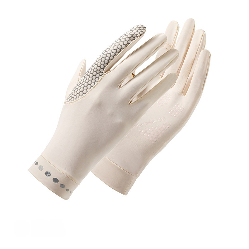 Men's and Women's Stretch Ice Silk Solid Color Touch Screen Sun Protection UV Protection Gloves Lightweight Breathable Anti-slip Driving Ride_maomaolike.com