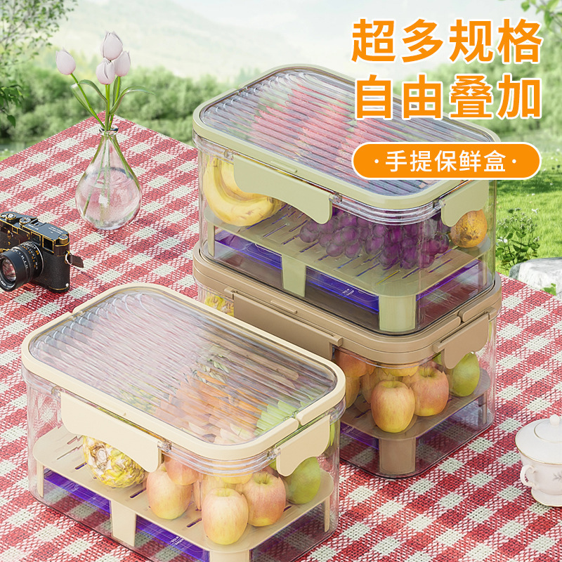 ポータブル鮮度保持ボックス、アウトドアキャンプ、春のお出かけ、ピクニック、食品グレードの保管、ポータブルモバイル冷蔵庫、フルーツ弁当箱|undefined