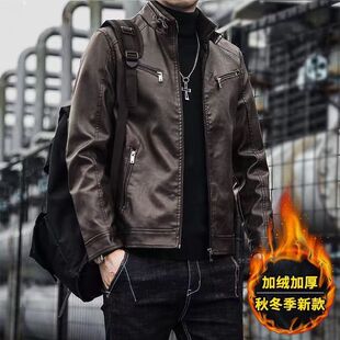 Men's leather clothing autumn and winter new Korean fashion PU motorcycle leather jacket youth handsome lapel casual coat factory