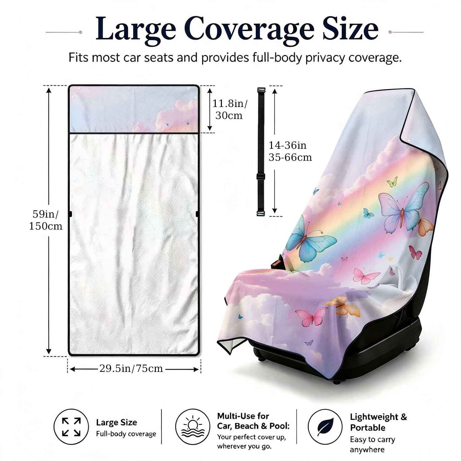 2-piece dual-use car seat cover, ultra-fine fiber, can be used as a beach towel, printed car protective seat cover 6