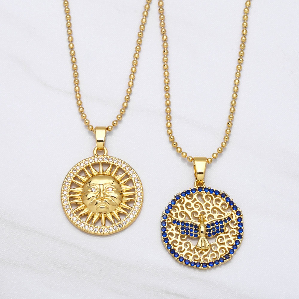 European And American Creative Personality Design Sun Pendant Copper Necklace display picture 3