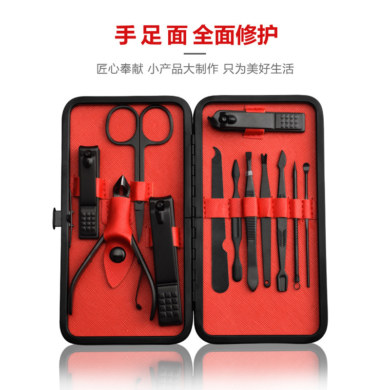 美容套不鏽鋼修甲暗黑指甲剪12件套裝 指甲刀工具 禮品家用指甲鉗