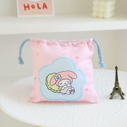 Cartoon drawstring pocket portable canvas bag thickened gift bag portable storage bag miscellaneous organization bag small cloth bag