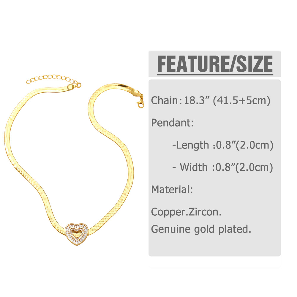 Fashion Heart Shape Eye Copper Inlay Zircon Pendant Necklace 1 Piece