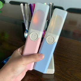 学生餐具收纳盒套装创意笑脸便携盒儿童旅行户外勺筷餐具便捷套装