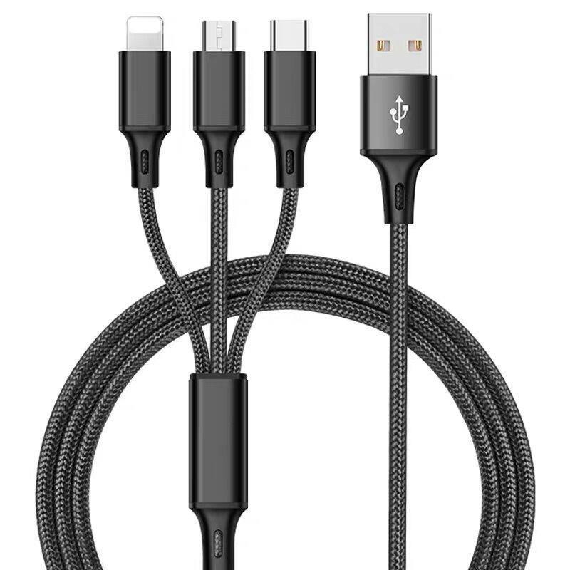 Aplicable a muchos cables de datos Android, un arrastrador, tres cables de datos, Apple 3 Typec 3 en un cable de carga para teléfonos multifuncionales.