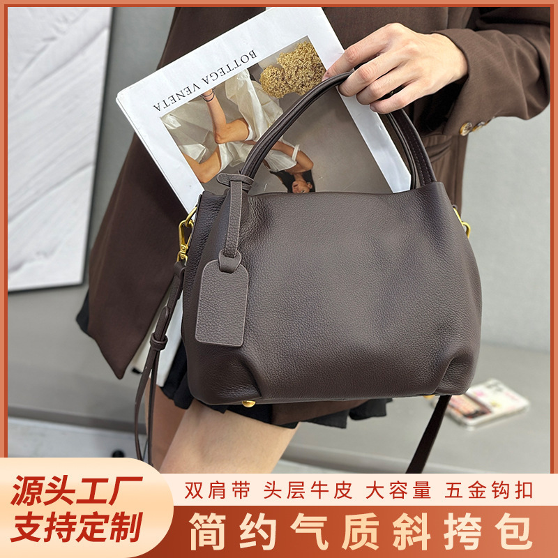 Manufacturer Supplies Women's Bags 2025 New Fashion Genuine Leather Handbags, Soft Leather Shoulder Crossbody Bags