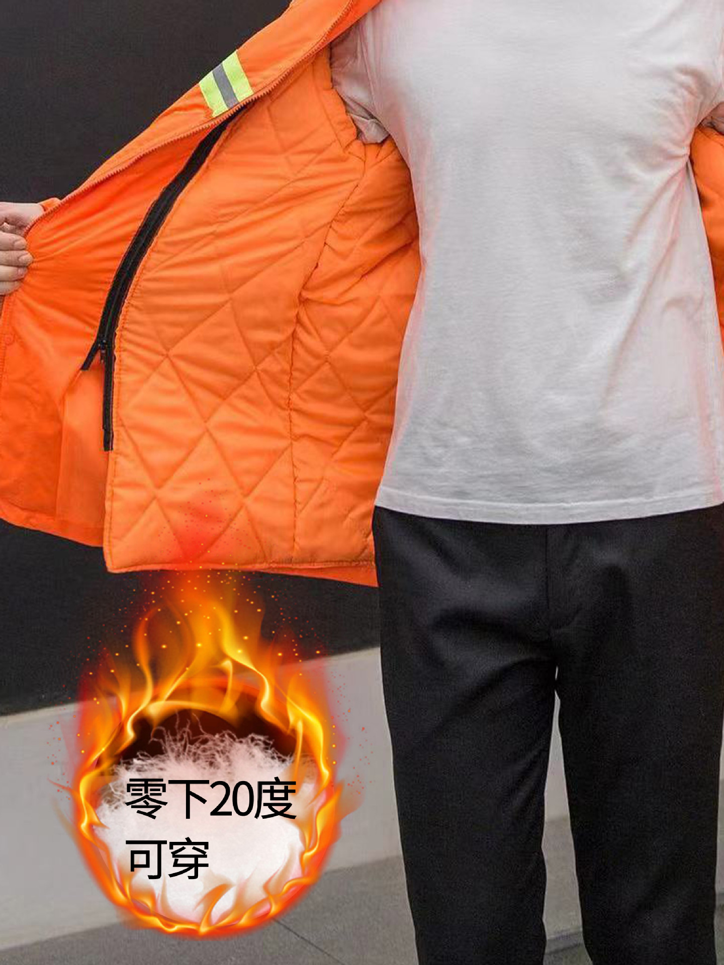 Ropa de trabajo extraíble, ropa de invierno, chaqueta con tira reflectante para hombre, impermeable, gruesa, ropa cálida y resistente al frío, ropa de trabajo para saneamiento de jardines