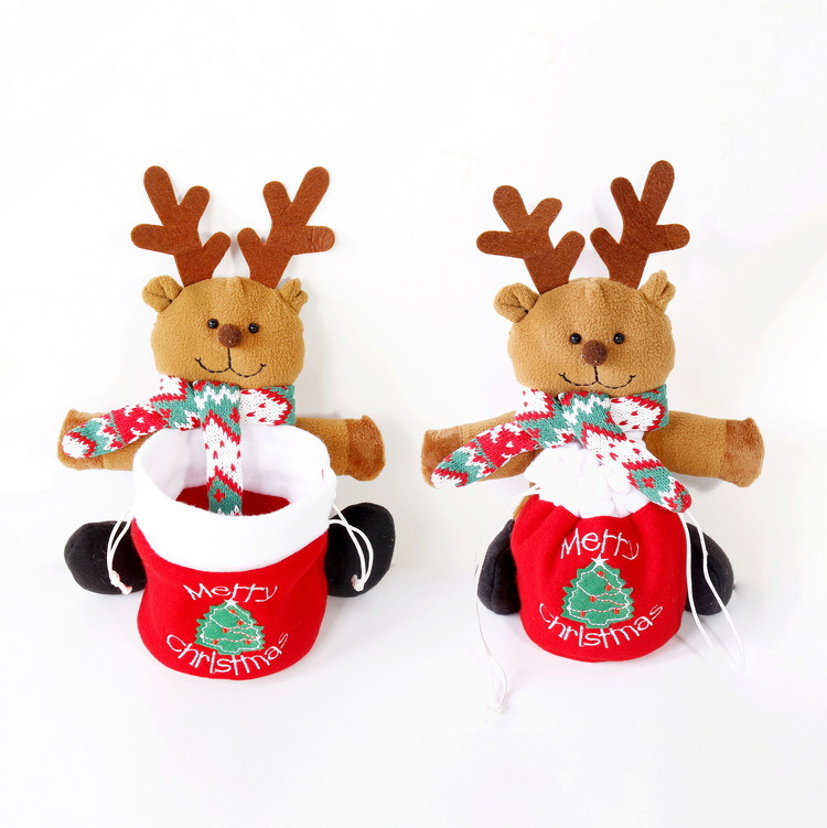 Nueva bolsa de regalo de dibujos animados de Navidad kindergarten niños bolsa de dulces Nochebuena muñeca de Navidad con cordón bolsa de manzana