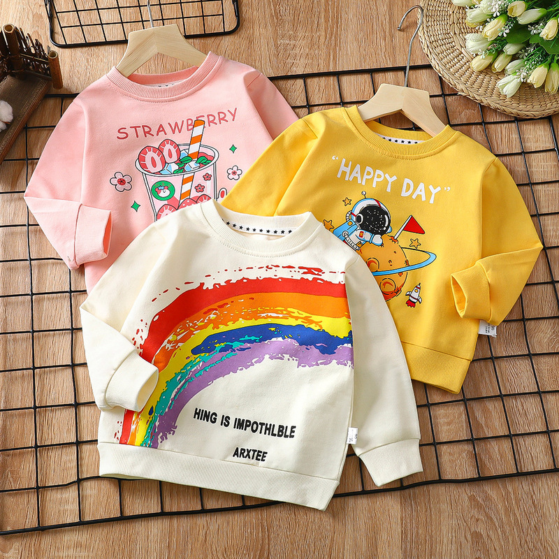 Children's Clothing Children's Sweater 2024 Autumn Pure Cotton Boys and Girls Long Sleeve T-Shirt Single Top Baby Pullover