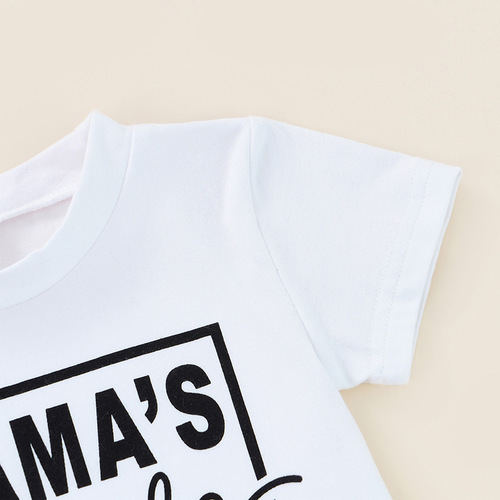 Children's Summer Boys Letter Short-Sleeve T-Shirts and Solid Color Shorts Set of Two