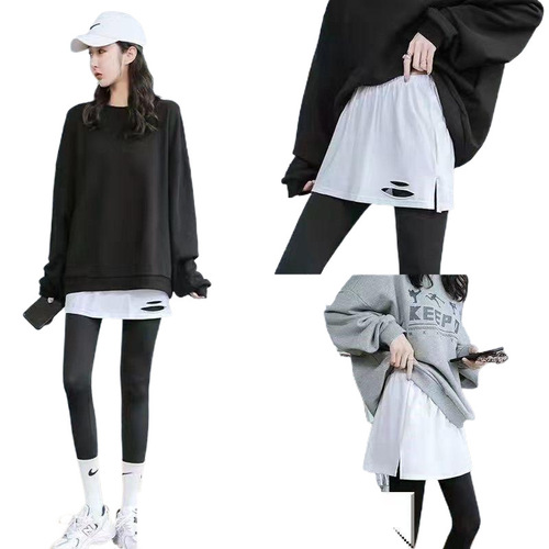 Comfortable Cotton Small Butt Curtain Hem Skirt Sweatshirt Base Bottom Covering Overlap Layering Inner Wear White Short Skirt for Women
