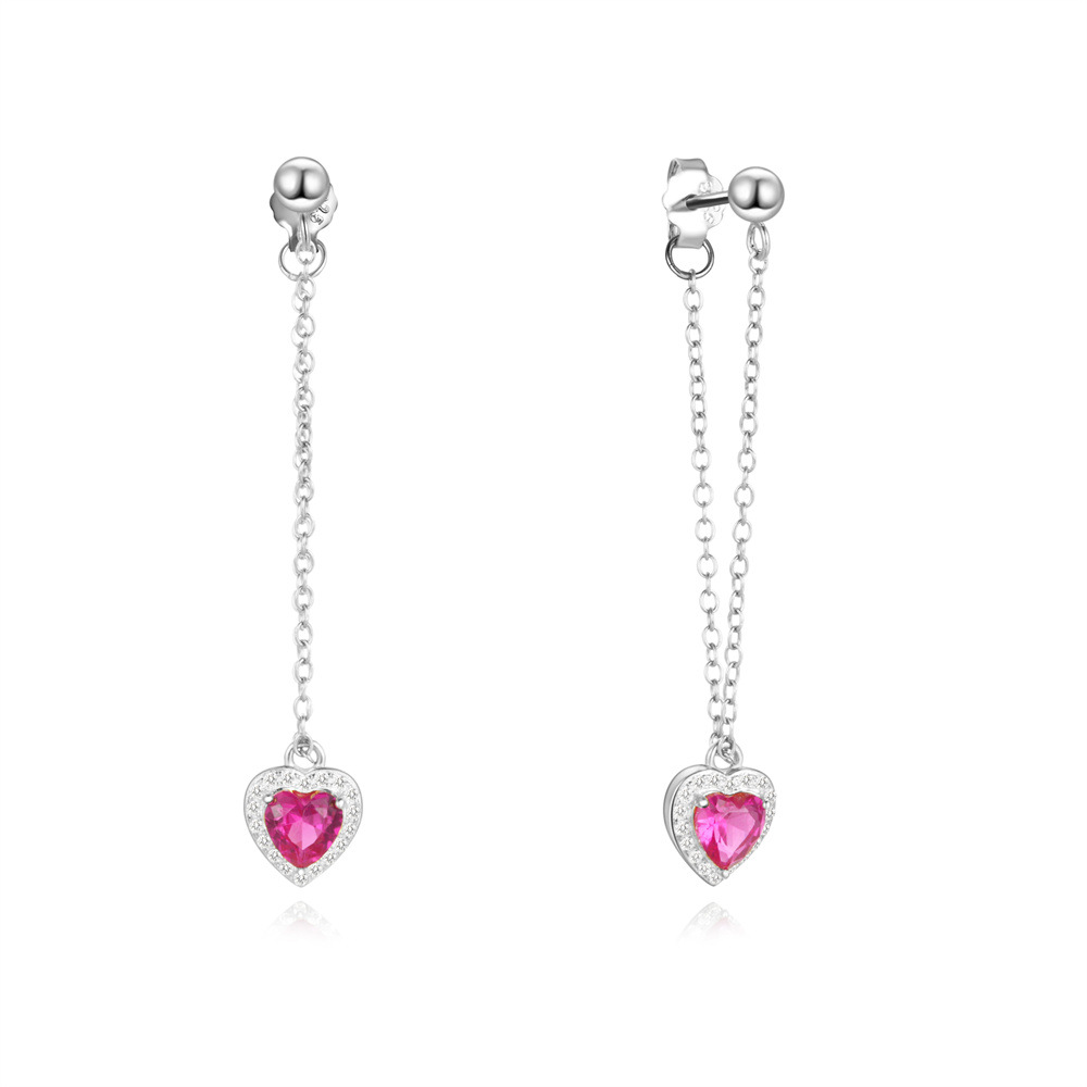 Women's Gender 1 Pair 925 Sterling Silver Heart Shape Drop Earrings