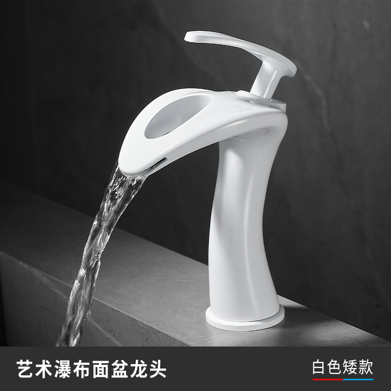 Grifos creativos de cascada gris lavabo gabinete de baño frío y caliente agregar lavabo de cobre doméstico