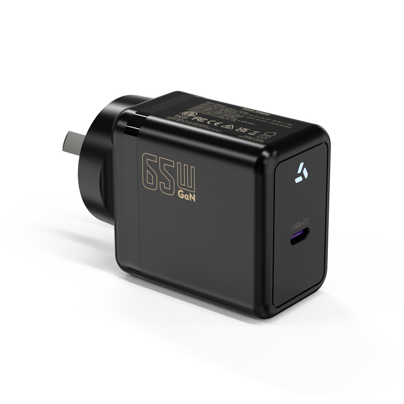 Cargador de nitruro de gallio de 65W con un solo puerto SAA certificación PD rápida cabeza de carga de teléfono móvil portátil GaN65