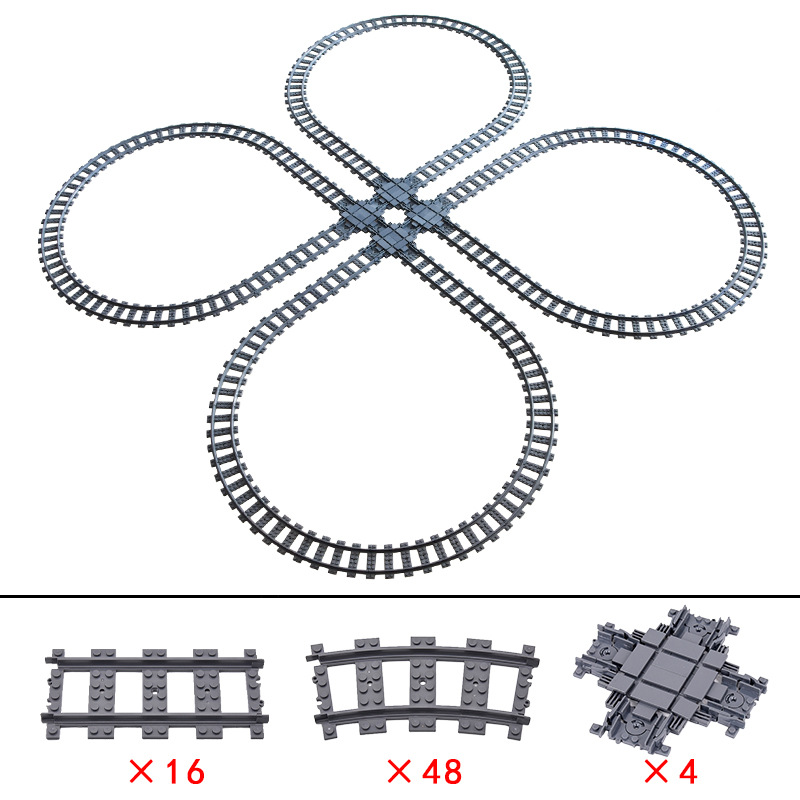 Tren De La Ciudad vía del tren compatible con el carril recto curva combinación escena pequeña partícula montaje bloques de construcción bolsa de juguete