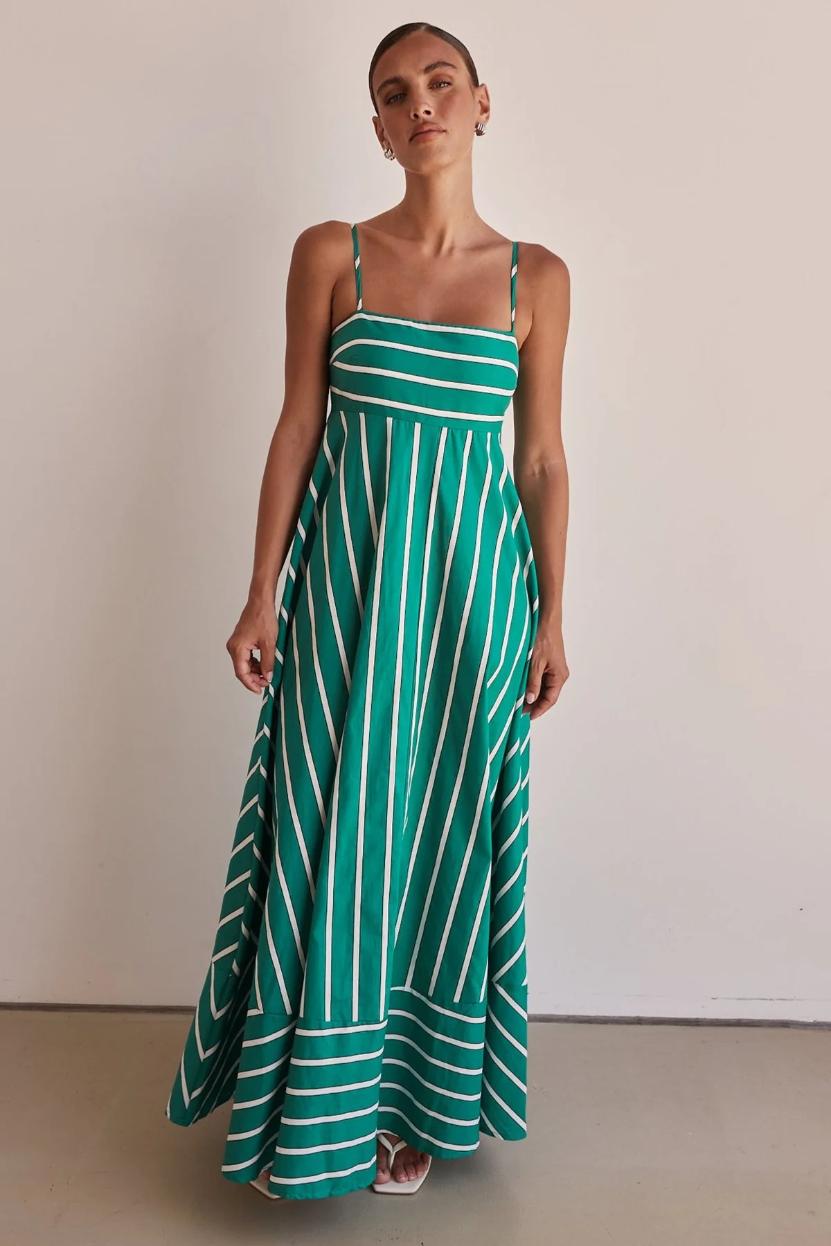 Simple Striped Spaghetti Straps Backless Swing Fresh Air Dress