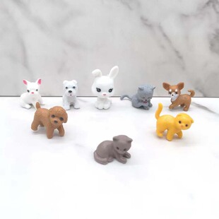 Toy Ornaments Plastic Toys Puppy Toys Kitten Mini Pet Toys Play House Toys Accessories