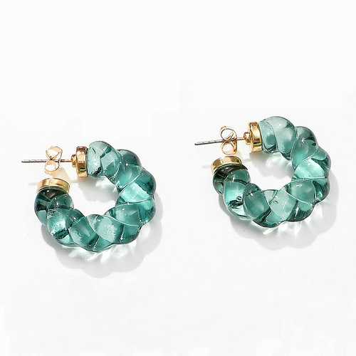 Minimalist Daily Jewelry Solid Color Transparent Resin C-shaped Earrings Women's Resin Twist Hoop Earrings