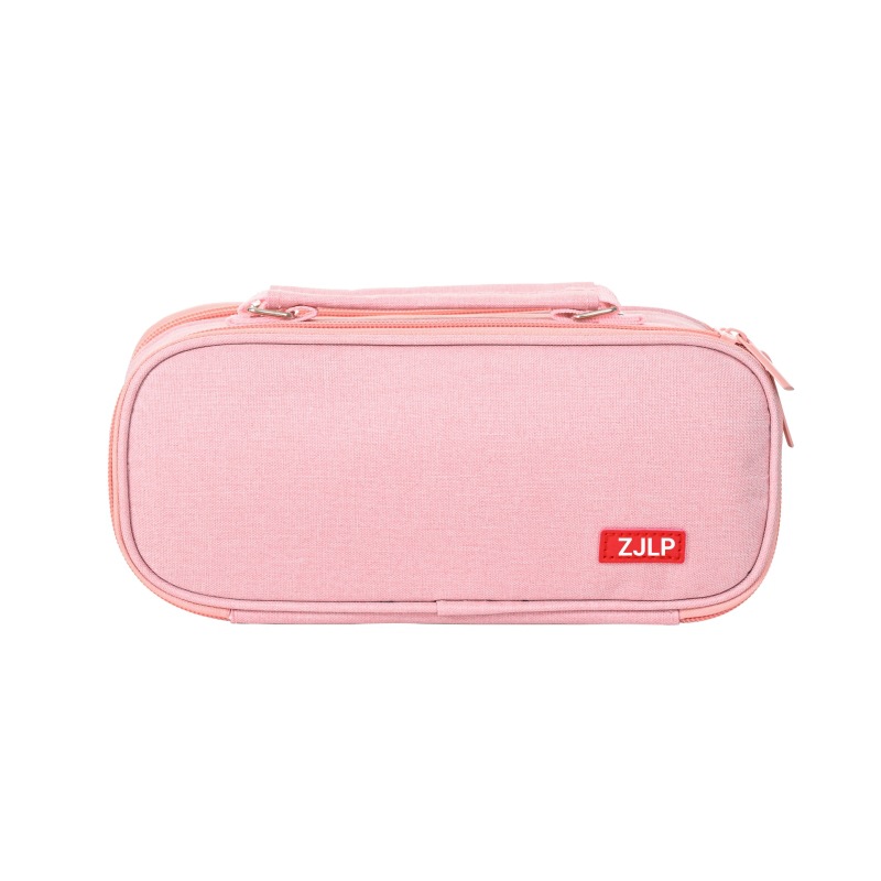 Estilo coreano simple portátil de doble capa de gran capacidad de cinco rejillas caja de lápiz Oxford tela de color sólido estudiante de papelería de almacenamiento caja de lápiz bolsa