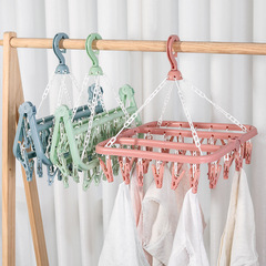 Thickened 32 clips multi-purpose outdoor clothes rack drying rack hanger for hotels plastic hanger household socks clips