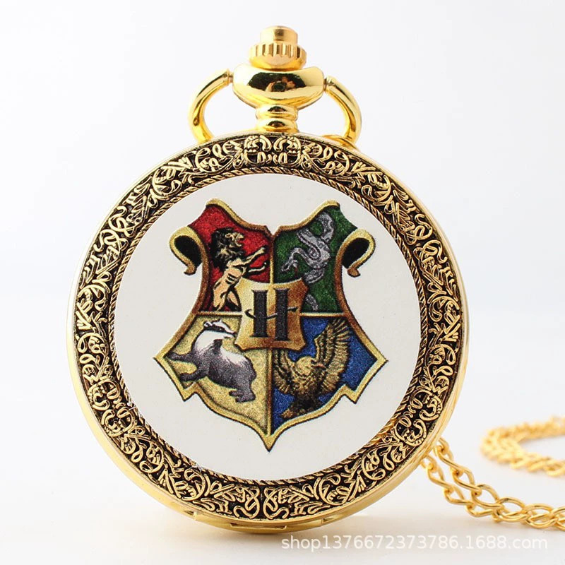 Wholesale Pocket Watch Hogwarts School of Witchcraft and Wizardry School Emblem High School Student Souvenir Large Quartz Golden Snake Eagle Badger