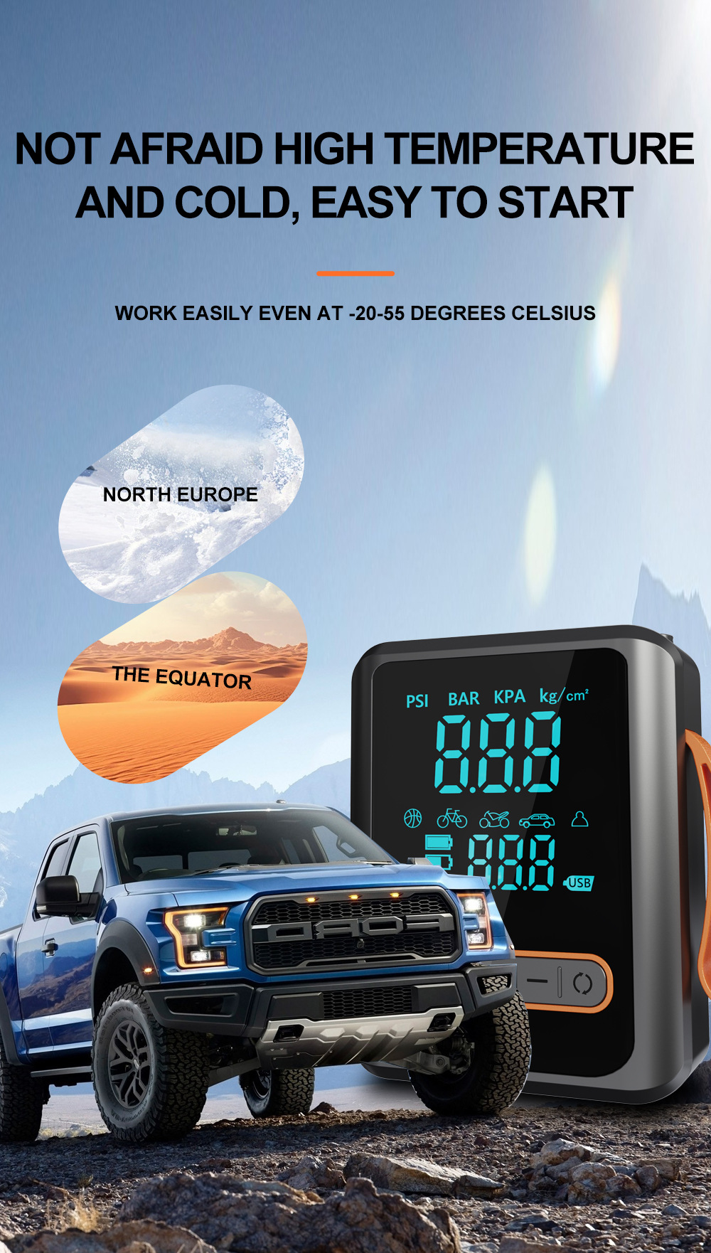 Cross-Border Electric Vehicle Air Pump, Motorcycle Tire Emergency Start-Up Power Bank, Car-Mounted Electric Vehicle Air Pump