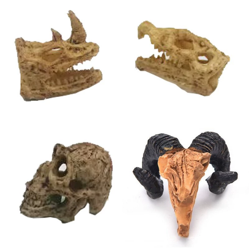 Искусственный носорог, голова овцы, полимерный череп, украшение для аквариума, имитация статуэтки, декор для пейзажа, пещера для рептилий