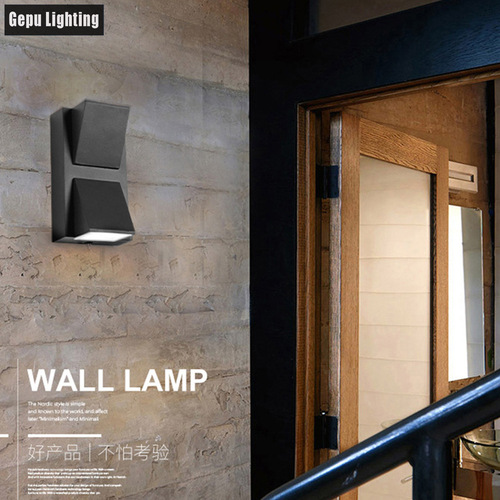 European wall lamp outdoor waterproof plastic shell exterior wall lamp outdoor double head up and down light balcony terrace garden light