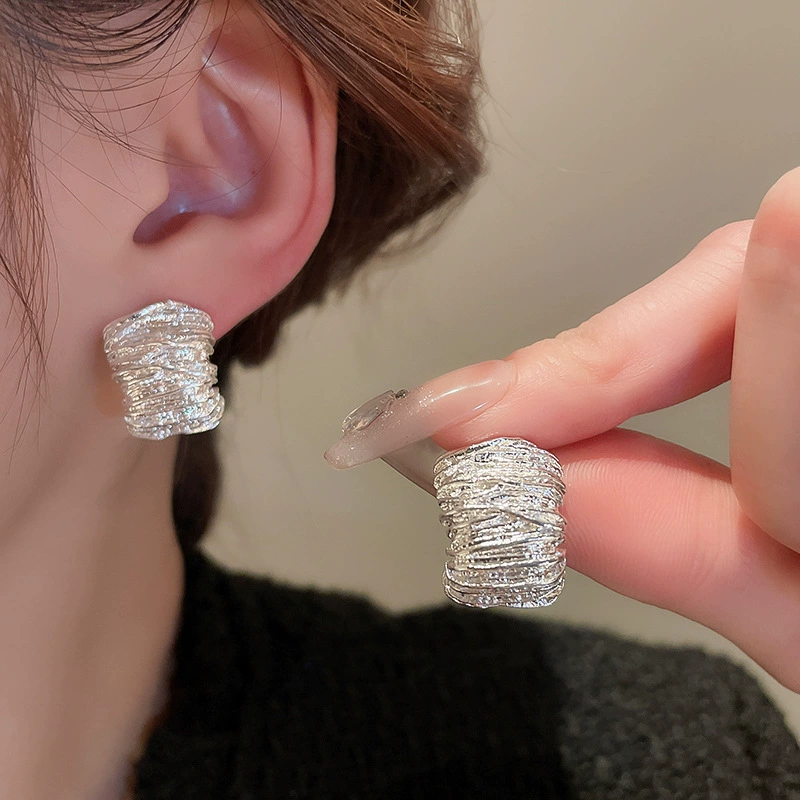 Серебряная игла, циркон, серебряные серьги, широкий цветовой диапазон, простой и элегантный дизайн