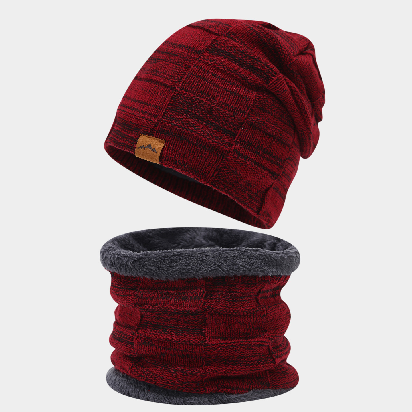 Transfronterizos Europa y Estados Unidos otoño y invierno más terciopelo mezcla de color versátil sombrero de punto de doble conjunto de gorras al aire libre para hombres y mujeres con terciopelo