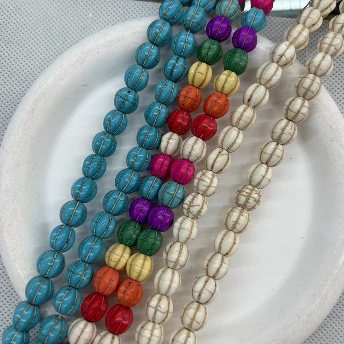 Green Aventurine Pumpkin Bead Scatter Beads, White Pineapple Pumpkin Shape, Ancient Style DIY Accessories, Clothing Matching Beads, Buddha Rosary Beads, Wholesale