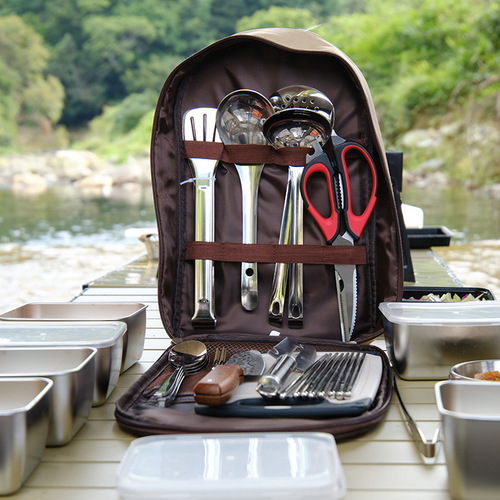 Outdoor dining set portable set, picnic knife and kitchenware picnic supplies, camping equipment complete set, camping self-drive travel