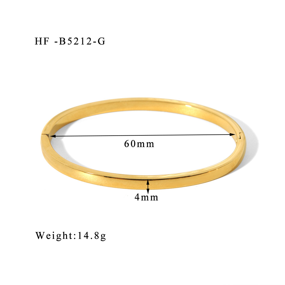 304 Stainless Steel 18K Gold Plated Basic Modern Style Classic Style Plating Round Solid Color Bangle display picture 8