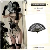 Hot girl lace jumpsuit + fan