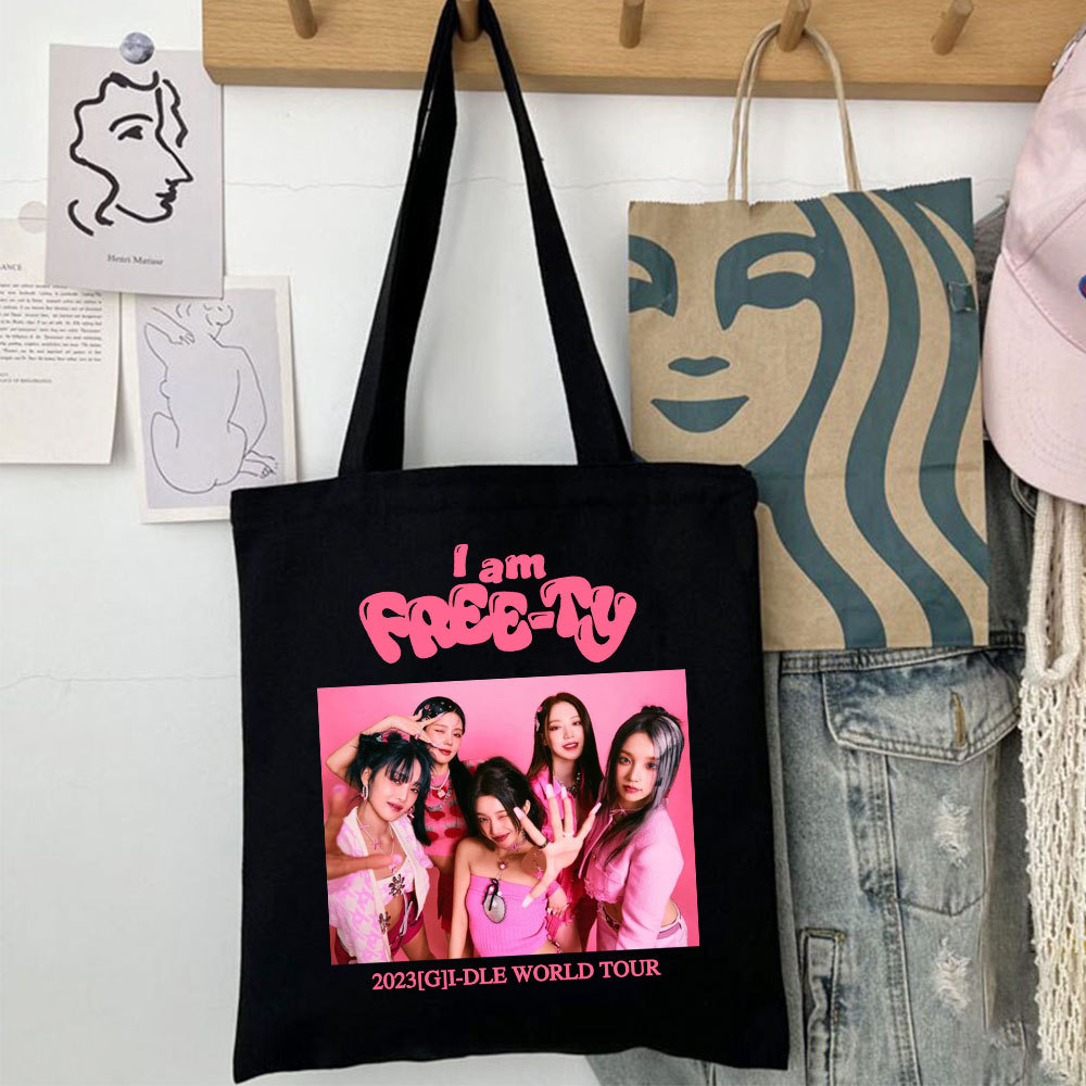GI DLE帆布袋 NEVERLAND手提袋ins文艺单肩女包 成员周边包曺薇娟