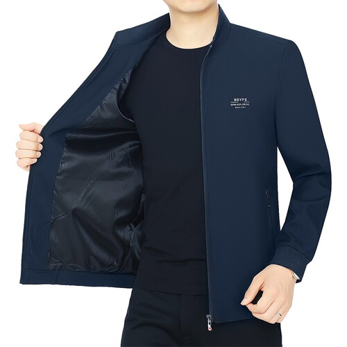 Spring and Autumn Season Stand Collar Middle-Aged Men's Casual Jacket Top Thin Outerwear Father's Suit Large Size New Hot Selling