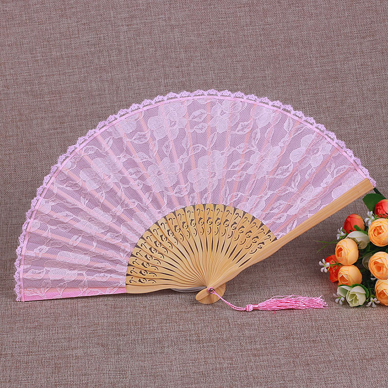 Venta al por mayor de la Fábrica de la vendimia de encaje ventilador femenino clásico ventilador plegable cheongsam accesorios República de China estilo corte ventilador femenino ventilador de baile de encaje